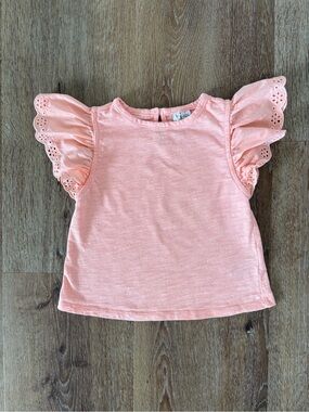 Janie and Jack Eyelet Flutter Sleeve Tee in Peach Size: 4T | Summer, Feminine